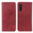 Custodia Portafoglio In Pelle Cover con Supporto A02D per Sony Xperia 10 III Lite Rosso