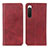 Custodia Portafoglio In Pelle Cover con Supporto A02D per Sony Xperia 10 IV Rosso