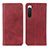 Custodia Portafoglio In Pelle Cover con Supporto A02D per Sony Xperia 10 V Rosso
