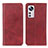 Custodia Portafoglio In Pelle Cover con Supporto A02D per Xiaomi Mi 12 5G Rosso