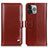 Custodia Portafoglio In Pelle Cover con Supporto A04 per Apple iPhone 15 Pro Max Marrone