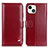 Custodia Portafoglio In Pelle Cover con Supporto A04 per Apple iPhone 15 Rosso