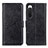 Custodia Portafoglio In Pelle Cover con Supporto A04D per Sony Xperia 10 IV Nero