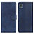 Custodia Portafoglio In Pelle Cover con Supporto A04D per Sony Xperia Ace III SO-53C Blu