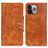 Custodia Portafoglio In Pelle Cover con Supporto A05 per Apple iPhone 14 Pro Marrone