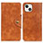 Custodia Portafoglio In Pelle Cover con Supporto A05 per Apple iPhone 15 Marrone