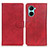 Custodia Portafoglio In Pelle Cover con Supporto A05D per Realme C33 Rosso