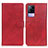 Custodia Portafoglio In Pelle Cover con Supporto A05D per Vivo V21e 4G Rosso