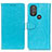 Custodia Portafoglio In Pelle Cover con Supporto A06D per Motorola Moto G Play Gen 2 Cielo Blu