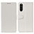 Custodia Portafoglio In Pelle Cover con Supporto A06D per Sony Xperia 10 III SOG04 Bianco