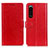 Custodia Portafoglio In Pelle Cover con Supporto A06D per Sony Xperia 5 III SO-53B Rosso