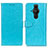 Custodia Portafoglio In Pelle Cover con Supporto A06D per Sony Xperia PRO-I Cielo Blu