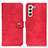 Custodia Portafoglio In Pelle Cover con Supporto A07D per Samsung Galaxy S21 FE 5G Rosso