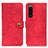 Custodia Portafoglio In Pelle Cover con Supporto A07D per Sony Xperia 5 III SO-53B Rosso