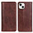 Custodia Portafoglio In Pelle Cover con Supporto A08 per Apple iPhone 13 Marrone