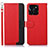 Custodia Portafoglio In Pelle Cover con Supporto A09D per Huawei Honor X6a Rosso