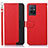 Custodia Portafoglio In Pelle Cover con Supporto A09D per Vivo Y30 5G Rosso