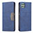 Custodia Portafoglio In Pelle Cover con Supporto B01F per Samsung Galaxy F42 5G Blu