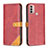 Custodia Portafoglio In Pelle Cover con Supporto B02F per Motorola Moto E30 Rosso