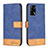 Custodia Portafoglio In Pelle Cover con Supporto B02F per Oppo F19 Blu