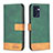 Custodia Portafoglio In Pelle Cover con Supporto B02F per Oppo Reno7 5G Verde