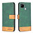 Custodia Portafoglio In Pelle Cover con Supporto B02F per Realme C25S Verde