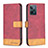 Custodia Portafoglio In Pelle Cover con Supporto B02F per Realme C31 Rosso