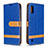 Custodia Portafoglio In Pelle Cover con Supporto B02F per Samsung Galaxy A01 SM-A015 Blu