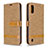 Custodia Portafoglio In Pelle Cover con Supporto B02F per Samsung Galaxy A01 SM-A015 Oro