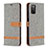 Custodia Portafoglio In Pelle Cover con Supporto B02F per Samsung Galaxy A03s Grigio