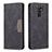 Custodia Portafoglio In Pelle Cover con Supporto B02F per Xiaomi Redmi 9 Nero