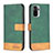 Custodia Portafoglio In Pelle Cover con Supporto B02F per Xiaomi Redmi Note 10 4G Verde