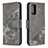 Custodia Portafoglio In Pelle Cover con Supporto B03F per Samsung Galaxy Note 20 5G Grigio Scuro