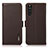 Custodia Portafoglio In Pelle Cover con Supporto B03H per Sony Xperia 10 III Lite Marrone