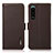 Custodia Portafoglio In Pelle Cover con Supporto B03H per Sony Xperia 5 III Marrone