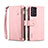 Custodia Portafoglio In Pelle Cover con Supporto B03S per Samsung Galaxy A52 4G Oro Rosa