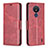 Custodia Portafoglio In Pelle Cover con Supporto B04F per Nokia C21 Rosso