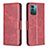 Custodia Portafoglio In Pelle Cover con Supporto B04F per Nokia G21 Rosso