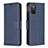 Custodia Portafoglio In Pelle Cover con Supporto B04F per Samsung Galaxy A03s Blu