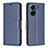 Custodia Portafoglio In Pelle Cover con Supporto B04F per Xiaomi Poco C65 Blu