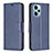 Custodia Portafoglio In Pelle Cover con Supporto B04F per Xiaomi Poco F5 5G Blu