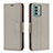 Custodia Portafoglio In Pelle Cover con Supporto B06F per Nokia G22 Grigio