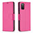 Custodia Portafoglio In Pelle Cover con Supporto B06F per Samsung Galaxy A02s Rosa Caldo