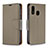 Custodia Portafoglio In Pelle Cover con Supporto B06F per Samsung Galaxy A40 Grigio