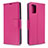 Custodia Portafoglio In Pelle Cover con Supporto B06F per Samsung Galaxy A71 5G Rosa Caldo