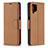 Custodia Portafoglio In Pelle Cover con Supporto B06F per Samsung Galaxy F12 Marrone