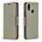 Custodia Portafoglio In Pelle Cover con Supporto B06F per Samsung Galaxy M01s Grigio