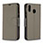 Custodia Portafoglio In Pelle Cover con Supporto B06F per Samsung Galaxy M20 Grigio