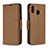 Custodia Portafoglio In Pelle Cover con Supporto B06F per Samsung Galaxy M20 Marrone