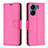 Custodia Portafoglio In Pelle Cover con Supporto B06F per Xiaomi Poco C65 Rosa Caldo